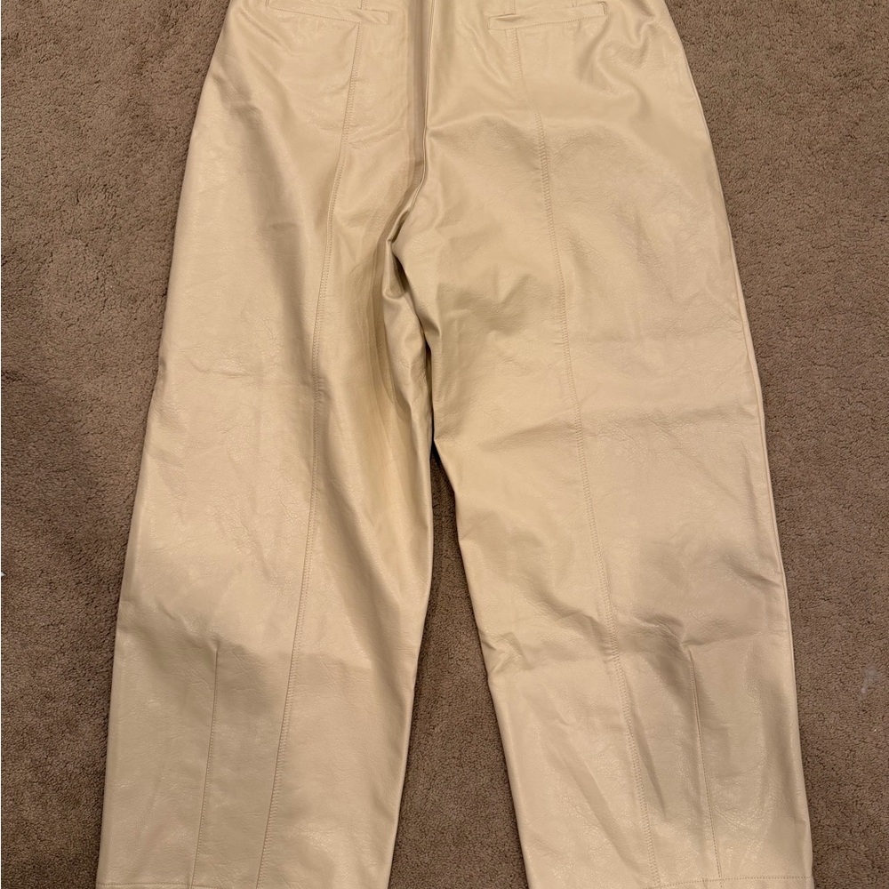 Avec Les Filles Beige Faux Leather Chinos - Picture 3 of 3